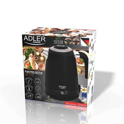 AD 1295 black Czajnik metalowy 1,7l z lcd & regulacją temperatury
