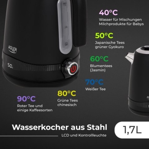 AD 1295 black Czajnik metalowy 1,7l z lcd & regulacją temperatury