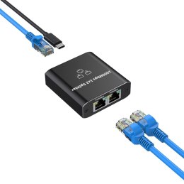 HD43 Rozdzielacz sieciowy 1x2 rj45
