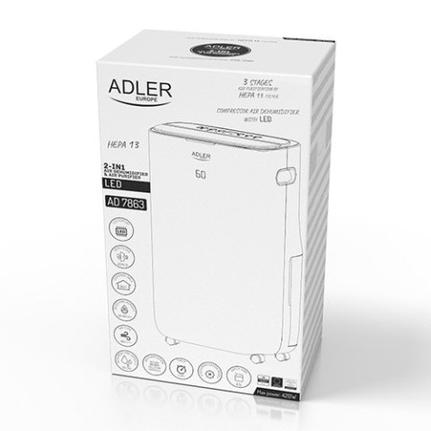 AD 7863 Osuszacz i oczyszczacz powietrza 2 w 1 led (kompresor)