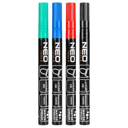 Marker budowlany, 4 kolory, permanentny, wodoodporny, lakierowy, aluminiowy, 4 szt.