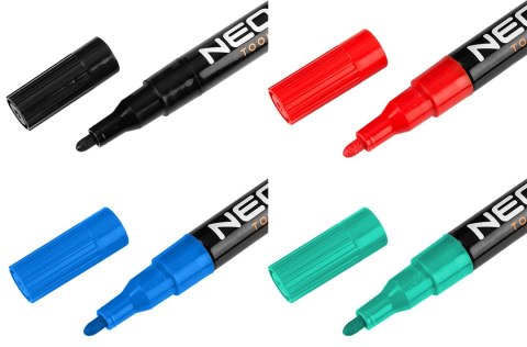 Marker budowlany, 4 kolory, permanentny, wodoodporny, lakierowy, aluminiowy, 4 szt.