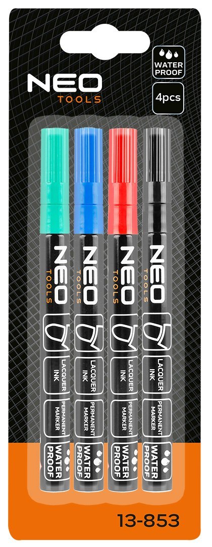 Marker budowlany, 4 kolory, permanentny, wodoodporny, lakierowy, aluminiowy, 4 szt.