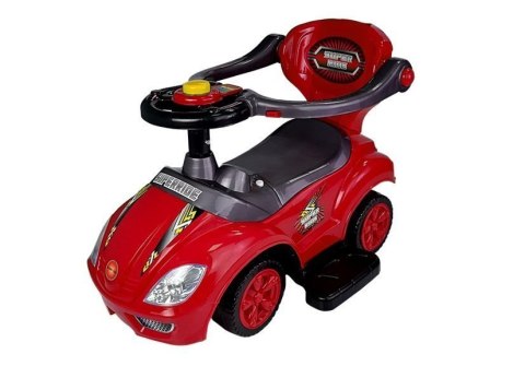Jeździk z Pchaczem Dla Dzieci Mega Car 3w1 Piszczek Schowek Czerwony