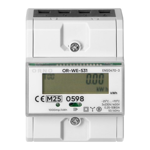 3-fazowy licznik energii elektrycznej, 80A, MID, 4,3 moduły, DIN TH-35mm