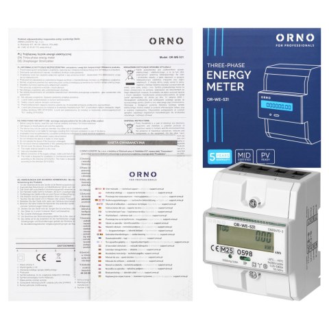3-fazowy licznik energii elektrycznej, 80A, MID, 4,3 moduły, DIN TH-35mm