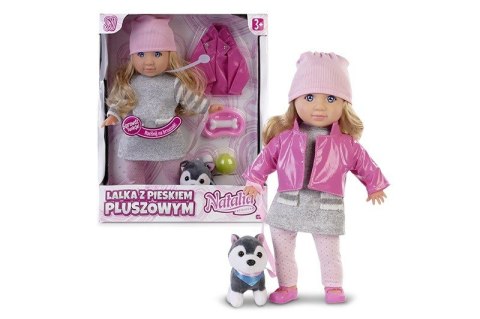 Lalka natalia z pieskiem pluszowym 35 cm