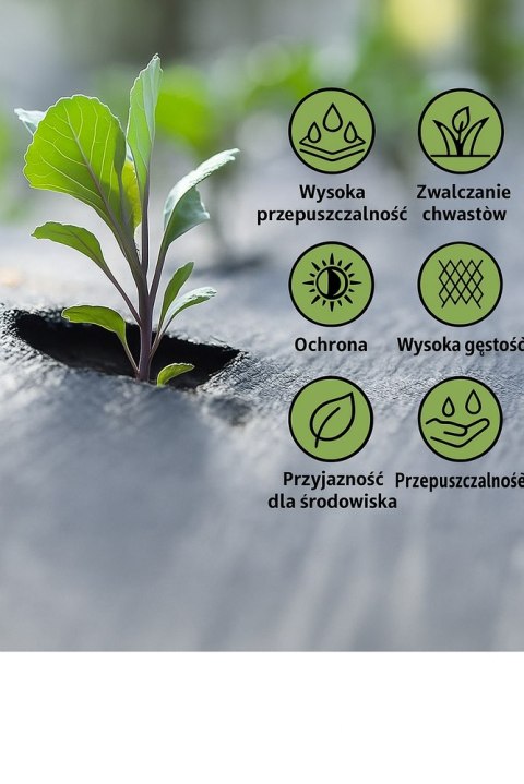 Agrotkanina Czarna 1100cm x 50m UV 135g Antychwastowa Agrowłóknina + Kotwy