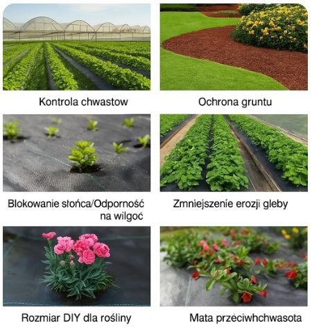 Agrotkanina Czarna 160cm x 50m UV 90g Antychwastowa Agrowłóknina + Kotwy