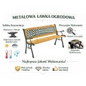 Ławka Ogrodowa Drewniana Metalowa Ławeczka Parkowa Ozdobna z Oparciem