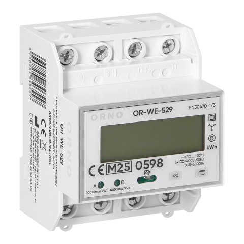 3-fazowy licznik energii elektrycznej, 100A, port RS-485, MID, 4 moduły, DIN TH-35mm, PV-Ready