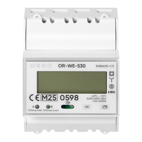 3-fazowy licznik energii elektrycznej, 100A, port RS-485, MID, 4 moduły, wielotaryfowy DIN TH-35mm, PV-Ready