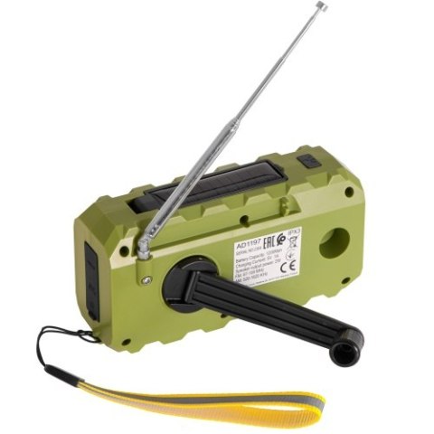 AD 1197 Green Radio solarne z korbką ręczną