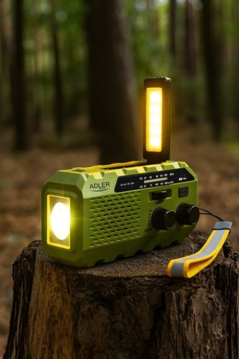 AD 1197 Green Radio solarne z korbką ręczną