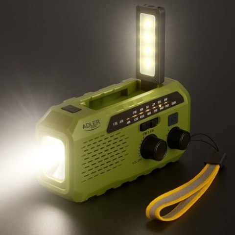 AD 1197 Green Radio solarne z korbką ręczną