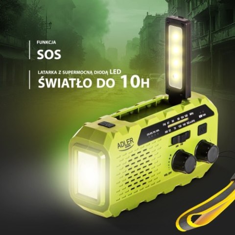 AD 1197 Green Radio solarne z korbką ręczną