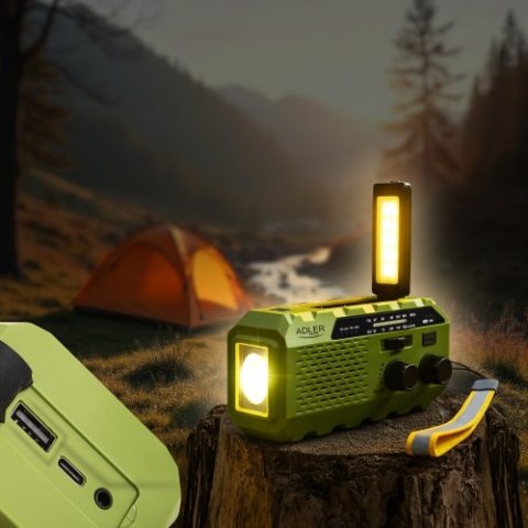 AD 1197 Green Radio solarne z korbką ręczną