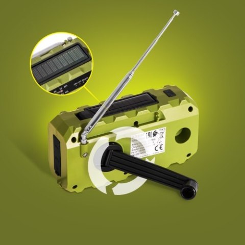 AD 1197 Green Radio solarne z korbką ręczną