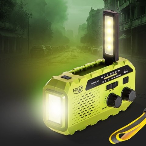 AD 1197 Green Radio solarne z korbką ręczną