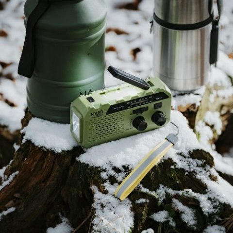 AD 1197 Green Radio solarne z korbką ręczną