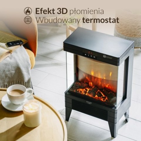 AD 7755 Kominek elektryczny led z pilotem | 3d efekt płomienia | 2 moce grzania 1000w/2000w | termostat