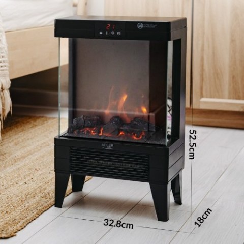 AD 7755 Kominek elektryczny led z pilotem | 3d efekt płomienia | 2 moce grzania 1000w/2000w | termostat