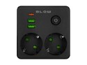 98-612# Rozgałęźnik r-20 pr 2-gniazda + 2usb + usb-c czarny