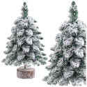 Choinka Ozdobna Dekoracyjna Sztuczna Na Pniu Pokryta Śniegiem 60 x 16 cm