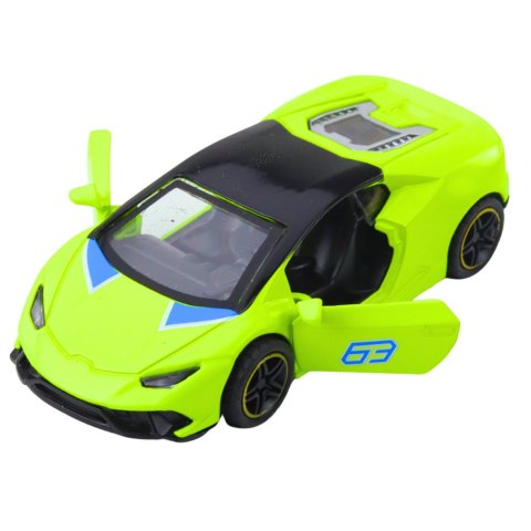 Samochód Sportowy Napęd Pull Back Metalowy Neonowy Zielony 1:43