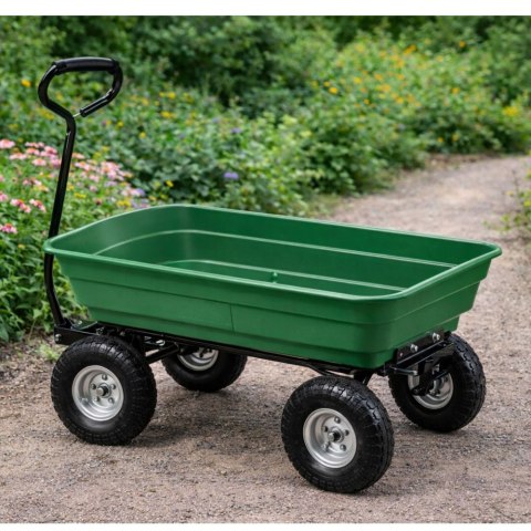 Wózek Ogrodowy Transportowy Wyjmowana Odchylana Taca Zielony 120 kg