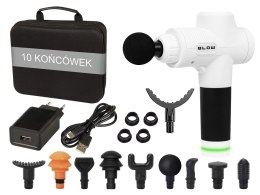 44-357# Pistolet do masażu masażer blow wave 4000 biały + 10 końcówek + walizka