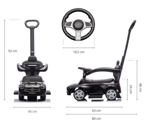 Pojazd z rączką mercedes c-class czarny