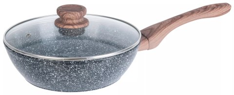 Patelna z pokrywką, aluminium, szary marmurek śr.22cm kinghoff