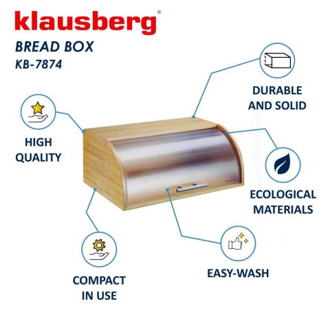 Chlebak bambusowy z akrylową pokrywą, klausberg, kb-7874