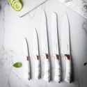 Noże kuchenne w stojaku, kolor biały, z brązowym wzorem, zestaw 6 elementów, klausberg, kb-7769