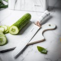 Noże kuchenne w stojaku, kolor biały, z brązowym wzorem, zestaw 6 elementów, klausberg, kb-7769