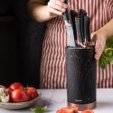 Noże kuchenne w stojaku, kolor czarny, z brązowym wzorem, zestaw 5 elementów, klausberg, kb-7799