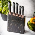 Noże kuchenne w stojaku, kolor czarny, z brązowym wzorem, zestaw 6 elementów, klausberg, kb-7768