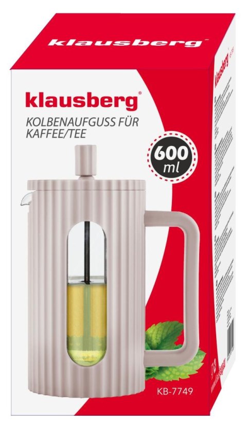 Zaparzacz do kawy/herbaty z dociskiem poj. 0,60l w kolorze jasnoróżowym kb7749