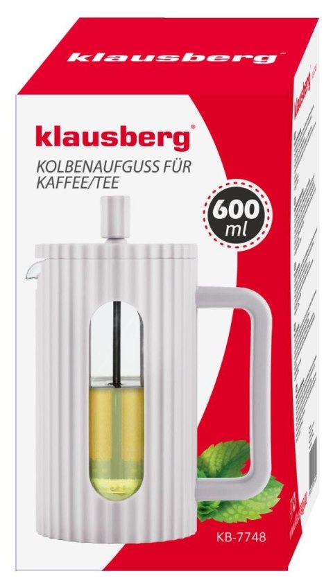 Zaparzacz do kawy/herbaty z dociskiem poj. 0,60l w kolorze jasnoszarym kb7748