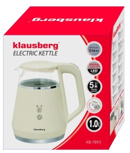 Czajnik elektryczny, szklany, panel led, 1l, klausberg, kb-7893