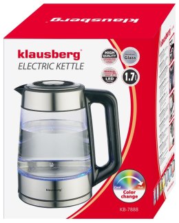 Czajnik elektryczny, szklany, z led, 1,7l, klausberg, kb-7888
