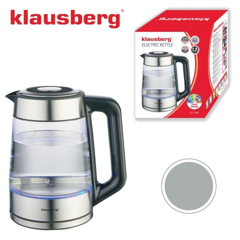 Czajnik elektryczny, szklany, z led, 1,7l, klausberg, kb-7888