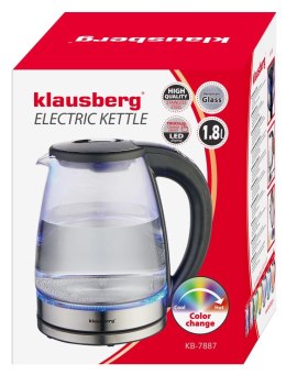 Czajnik elektryczny, szklany, z led, 1,8l, klausberg, kb-7887