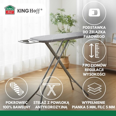Deska do prasowania z podstawką, 7 poziomów, kinghoff, kh-1939