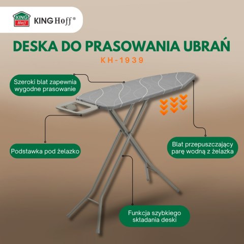 Deska do prasowania z podstawką, 7 poziomów, kinghoff, kh-1939