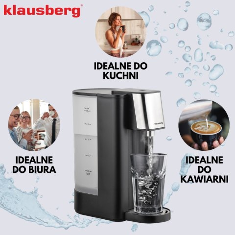 Dozownik gorącej wody, dyspenser, czarny ze srebrnymi elementami ze stali nierdzewnej 2,5l, klausberg, kb-7877