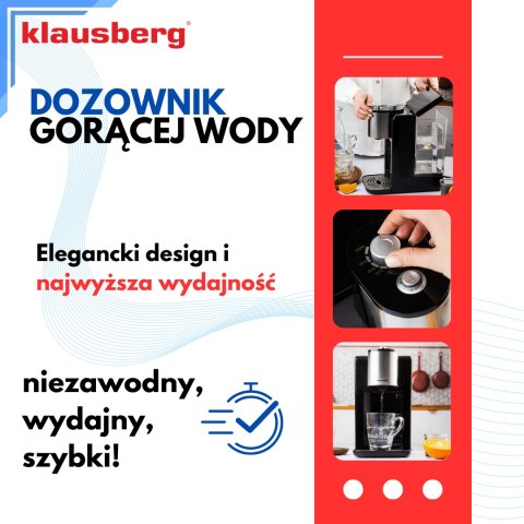 Dozownik gorącej wody, dyspenser, regulacja temperatury 45-100°c, czarno-srebrny, 2,2l, klausberg, kb-7878
