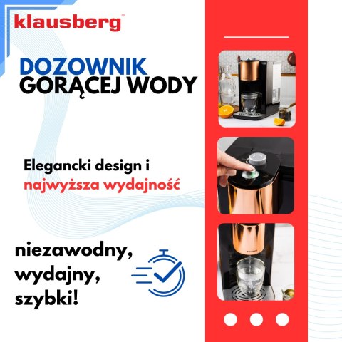 Dozownik gorącej wody, dyspenser, regulacja temperatury 45-100°c, czarny z różowym złotem, 2,2l, klausberg, kb-7879