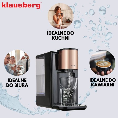 Dozownik gorącej wody, dyspenser, regulacja temperatury 45-100°c, czarny z różowym złotem, 2,2l, klausberg, kb-7879